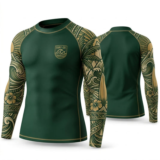 Maxcorners Personalized Tribal Art Green Shirt with Gold Geometric Sleeve Patterns 3D All Over Printed Shirts, Best Gifts for Art Lovers