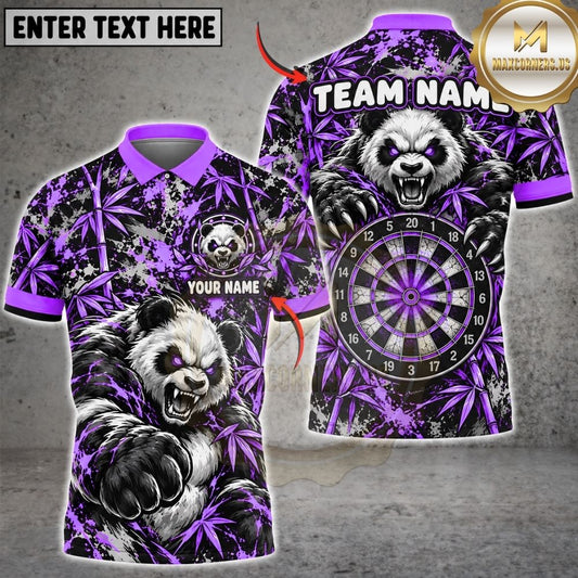 Maxcorners Darts Angry Panda Mascot Bamboo Leaf Target Board Graphic Multicolor Customized Name, Team Name 3D Shirts