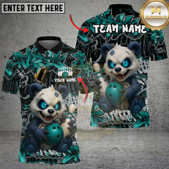 Maxcorners Bowling Graffiti Panda Multicolor Customized Name, Team Name 3D Shirts