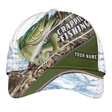 Maxcorners Custom Crappie Fishing Camo 3D Baseball Cap, Custom Crappie Caps Hats For Fisherman LM0402