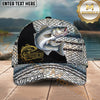 Maxcorners Fishing Gold Scale Black Panel Logo Personalized Name 3D Cap (12 Fish Species)