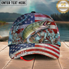 Maxcorners Fishing Patriotic American Flag Water Splash Personalized 3D Cap (12 Fish Species)