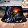 Maxcorners Skeleton Angler Fishing Black Blue Sunset Personalized Name 3D Bucket Hat (12 Fish Species)