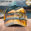 Maxcorners Fishing Sunset Lake Angler Personalized Name 3D Cap (12 Fish Species)