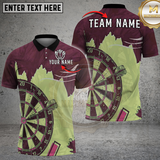 Maxcorners Dartboard Vintage Brushstroke Green Multicolor Options Personalized Name, Team Name 3D Shirt (4 Colors)