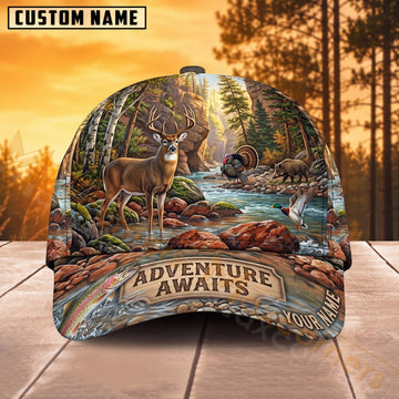 Maxcorners Whitetail Deer Hunting Creekside Wilderness Adventure Awaits Personalized Name 3D Cap