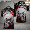 Maxcorners Golf Evil Fire Monster American Flag Design Personalized Name, Team Name 3D Shirt (4 Colors)