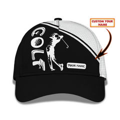 Maxcorners Golf Cap, Golf Personalized Name Ball Cap Gift For Golfers Black & White LM0402