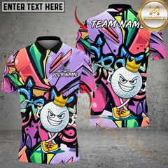 Maxcorners Graffiti Swing King Golf Polo Personalized Name, Team Name 3D Shirt (4 Colors)