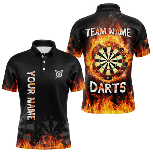 Maxcorners Fire Skull Multi-Flame Dartboard Custom Dart Shirts For Men, Dart Team Jerseys LM105