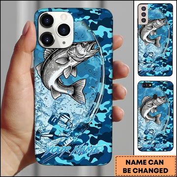 Maxcorners Walleye Fishing Phone Case Fishing Camo Phone Case Personalized Name