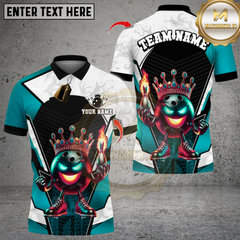 Maxcorners Bowling Crown Flame Ball Black Gold Multicolor Customized Name, Team Name 3D Shirts