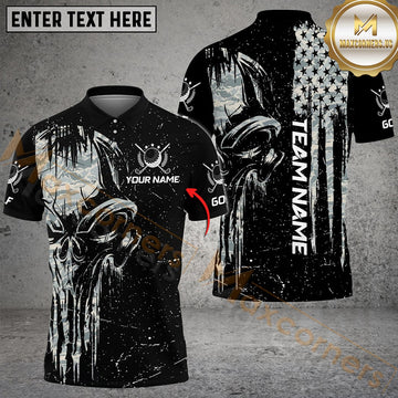 Maxcorners Golf Camo Punisher Skull Personalized Name, Team Name 3D Shirt (4 Colors)