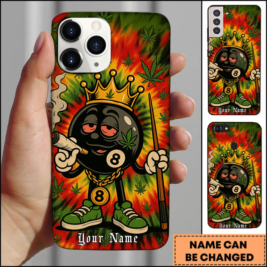 Maxcorners Billiards Cannabis 8 Ball King Character With Crown Personalized Name Phone Case