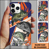 Maxcorner Fishing Dynamic Splash Comic Style Personalized Name 3D Phone Case (10 Fish Species)