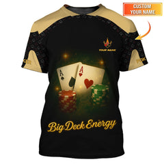 Maxcorners Personalized Name Funny Poker T-Shirts, Big Deck Energy Shirt, Gift For Poker PlayersLM1009