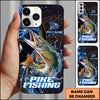 Maxcorners Fishing Blue Flame Smoke Line Premium Style Sport Personalized Name Phone Case (8 Fish Species)
