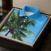 Maxcorners Funny Santa Running On Tropical Beach Christmas Golf Shirt, Women's Golf Tops, Golf Shirts For Women LM1507