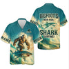Maxcorners Bigfoot's New Ride Shark Surfing Fishing UPF Shirts, Funny Fishing Shirt, Presents For Fishermen