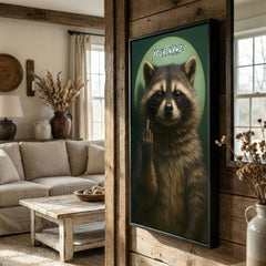Maxcorners Angry Raccoon Showing Middle Finger Personalized Name Canvas Wall Art