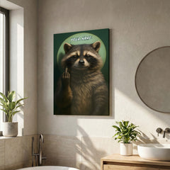 Maxcorners Angry Raccoon Showing Middle Finger Personalized Name Canvas Wall Art