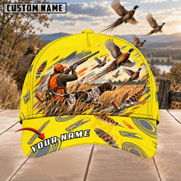 Maxcorners Upland Bird Hunting Yellow Hunter Dog & Pheasants Personalized Name 3D Cap