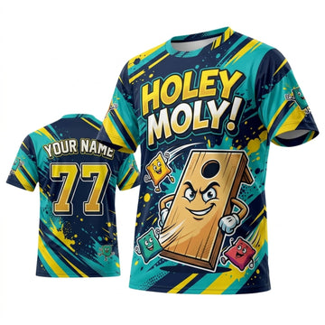 Maxcorners Cornhole Holey Moly Electric Blue Personalized Name 3D Unisex Shirt