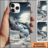 Maxcorners Fishing Moon Ocean Splash Personalized Name Phone Case (8 Fish Species)