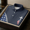 Maxcorners Christian American Flag Cross Golf Polo Shirt, Women's Golf Polo, Golf Tops For Women LM1507