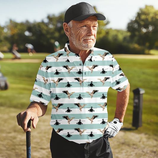 Maxcorners Funny Pelicans Golf Polo Shirt, Mens Golf Gift, Mens Tropical Shirts
