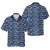 Maxcorners Blue Fish Pattern Performance Fishing Shirts, SPF Shirt For Men, Hooded Fishing Shirt, Fishing Shirts For Men