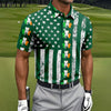 Maxcorners Irish Shamrock Vertical Stripes St Patrick's Day Golf Shirt, Polo Shirts For Men, Golf Shirts For Men