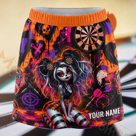 Maxcorners Darts Purple Gothic Jester Dartboard Personalized 3D Skort, Skirts With Shorts