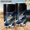 Maxcorners Fishing Tumbler Dark Navy Carbon Fiber Wave Design Personalized Name Tumbler (13 Species)