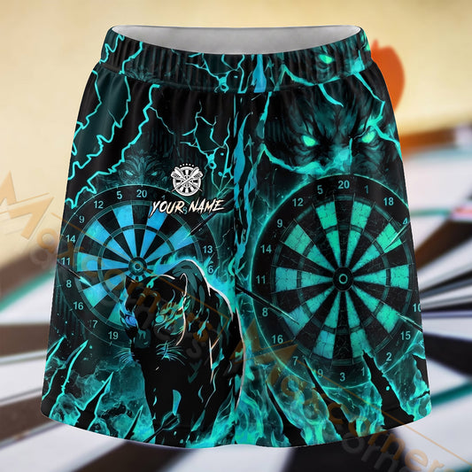 Maxcorners Darts Teal Lightning Double Dartboard Personalized 3D Skort, Skirts With Shorts