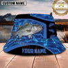 Maxcorners Fishing Green Flame Fishing with Bold Graphic Personalized Name 3D Bucket Hat (13 Fish Species)