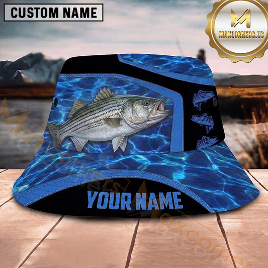Maxcorners Fishing Green Flame Fishing with Bold Graphic Personalized Name 3D Bucket Hat (13 Fish Species)