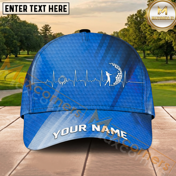 Maxcorners Golf Blue Heartbeat EKG Personalized Cap