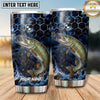 Maxcorners Fishing Tumbler Deep Blue Galaxy Honeycomb Design Personalized Name Tumbler (13 Species)