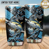 Maxcorners Fishing Tumbler Black Aqua Geometric Grunge Design Personalized Name Tumbler (13 Species)