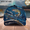 Maxcorners Fishing Heartbeat Hook Pattern Multiple Options Personalized Name 3D Cap (12 Fish Species)