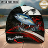 Maxcorners Fishing Black Red Abstract Stripe Personalized 3D Cap (12 Fish Species)