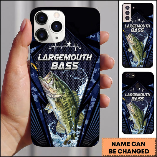 Maxcorners Dark Hexagon Water Splash Personalized Name Phone Case (13 Fish Species)