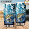 Maxcorners Fishing Tumbler Blue Marble Fluid Art Design Personalized Name Tumbler (13 Species)