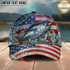 Maxcorners Fishing Patriotic American Flag Water Splash Personalized 3D Cap (12 Fish Species)