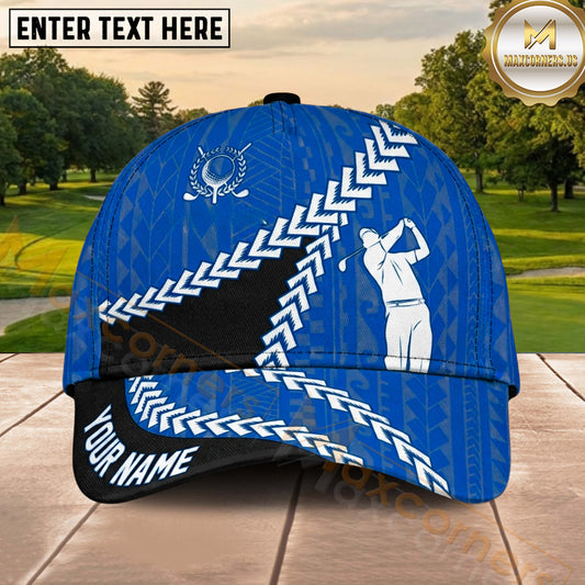 Maxcorners Golf Chevron Trail Golfer Silhouette Personalized Name 3D Classic Cap