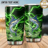 Maxcorners Fishing Tumbler Black Neon Green Thunder Design Personalized Name Tumbler (13 Species)