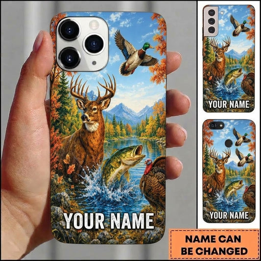 Maxcorners Hunting Deer Fish Turkey Duck Lake Customized Name Phone Case