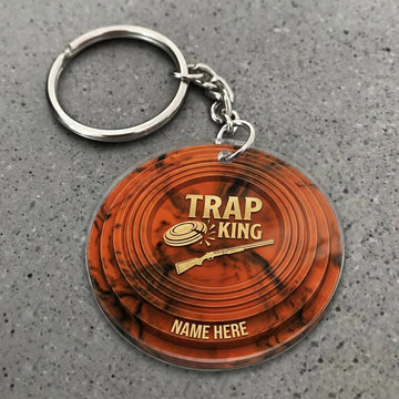 Maxcorners Personalized Trap King Golden Shotgun Clay Target Custom Name Acrylic Christmas Ornament And Keychain Custom Gift For Hunters 2D Flat