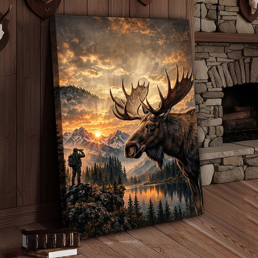 Maxcorners Bass Fishing Retro Mountain Sunset Wildlife Personalized Canvas Wall Art